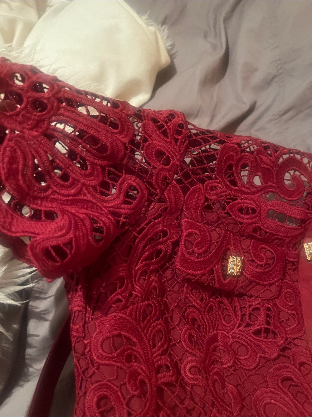 Self portrait lace burgundy dress us4 guipure stunning - Picture 8 of 9